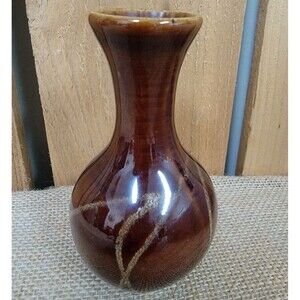 Vintage Small Brown Vase Glaze 5"